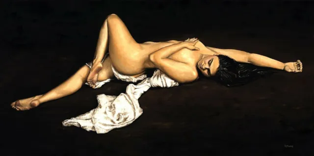 Impression giclée sensuelle femme nue nue figurative peinture à l'huile sacrée - Signée Beaux-Arts