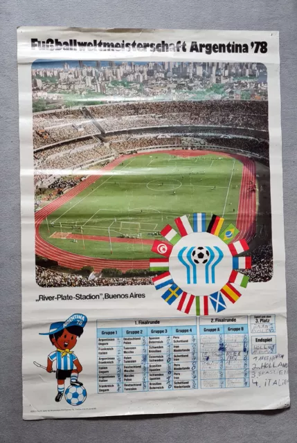 Fussball Poster Plakat WM 1978 Argentinien Fussballweltmeisterschaft 98x 67.5 cm