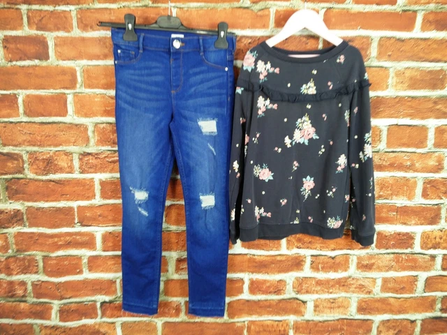 Girl Bundle Age 8-9 Years M&S Fatface Jeans Sweater Distressed Skinny Blue 134Cm