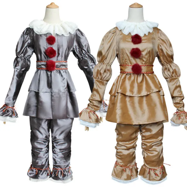 Pennywise Clown Suit Cosplay Costume Stephen King's It Halloween Adult/Child