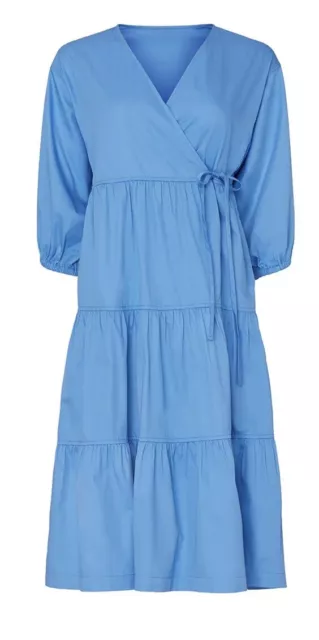 Sweet Baby Jamie Blue Tiered Wrap Dress Size S