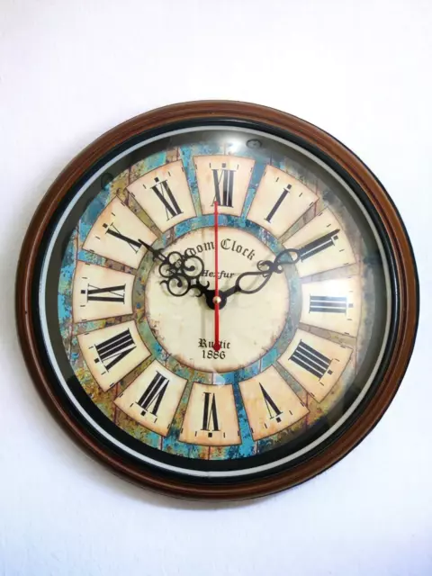 Antique Wall Clock Wooden Round Vintage Clock Home Living Room Decoration Gift 3