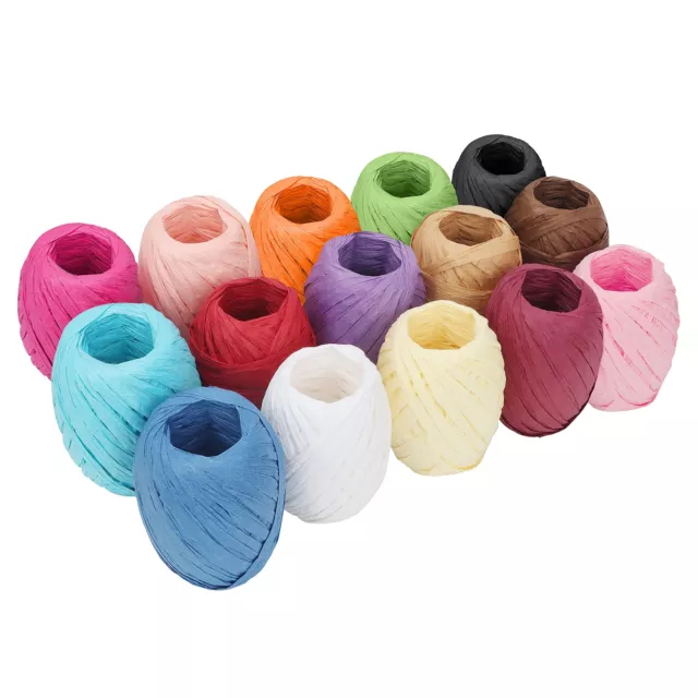 Belle Vous 15er Pack Raffia Papier-Geschenkband Set - 18m pro Rolle - Bunte