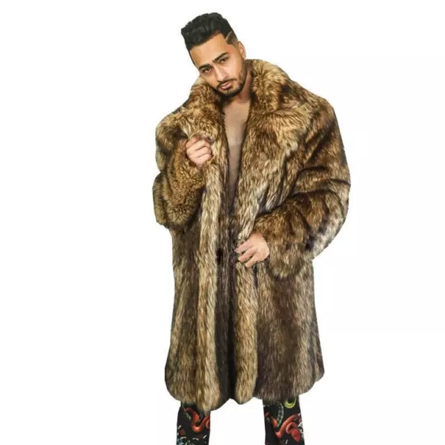 M-6XL Mens Mink Fur Furry Long Coat Overcoat Thicken Parka Winter Warm Jacket US