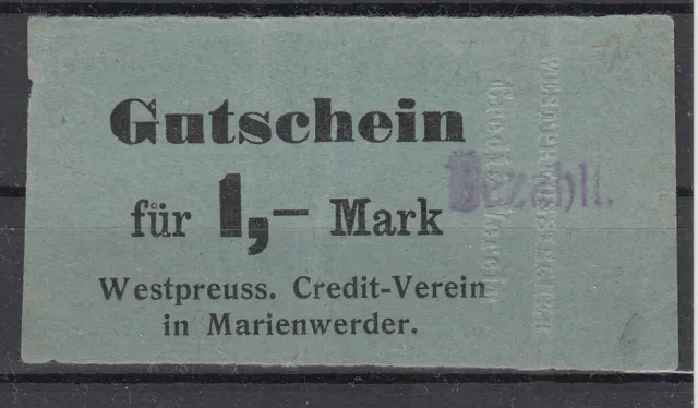 Marienwerder - Kwidzyn - Westpreuss. Creditverein - 1 Mk - O.D Di. 219.2b