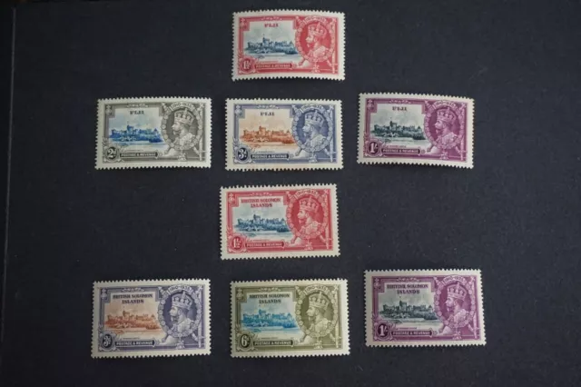 British Solomon Islands/Fiji - 1935 Silver Jubilee Sets MNH  (Tone/Spotting)