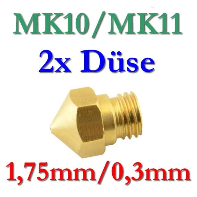 2x MK10 MK11 0,3mm Messing Düse Nozzle Makerbot RepRap Dremel CTC Wanhao