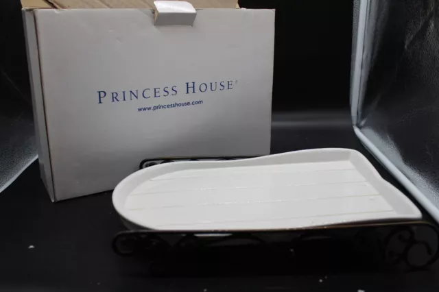 Princess House 1 Ceramic Platter and Metal Runner 2380 Good Condition Boxed