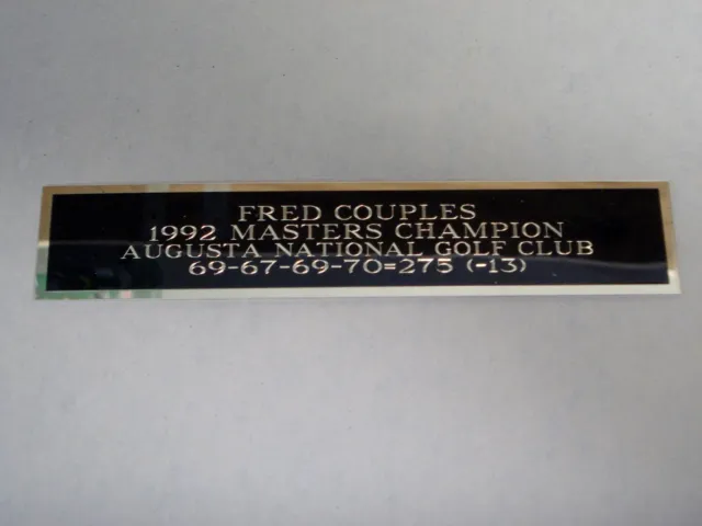Fred Couples 1992 Masters Nameplate for a Golf Flag Case / Scorecard 1.5 X 8