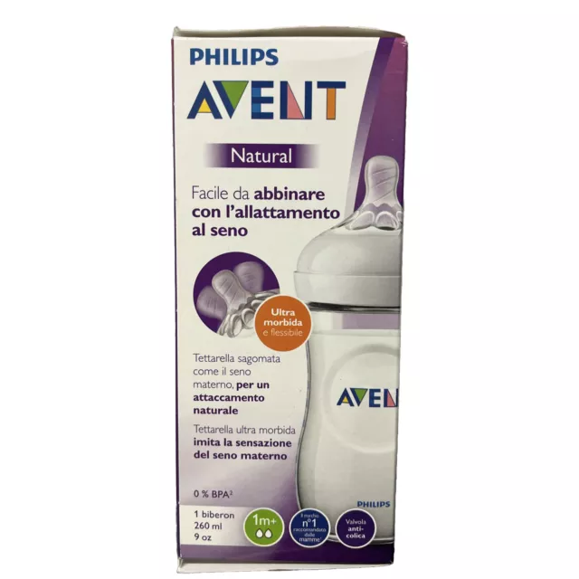 Philips Avent Natural Flasche SCF033/17, 260 ml, naturnahes Trinkverhalten, Anti