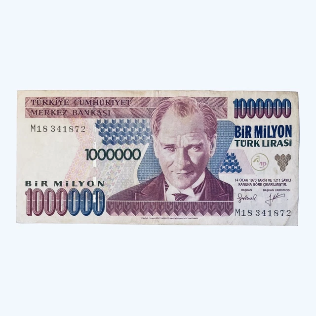 1995 1 MILLION Turkish Lira (Pound) Banknote Türkyie Kemal Ataturk