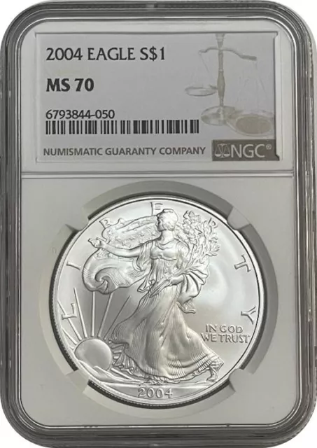 2004 American Silver Eagle one Dollar Coin NGC MS 70