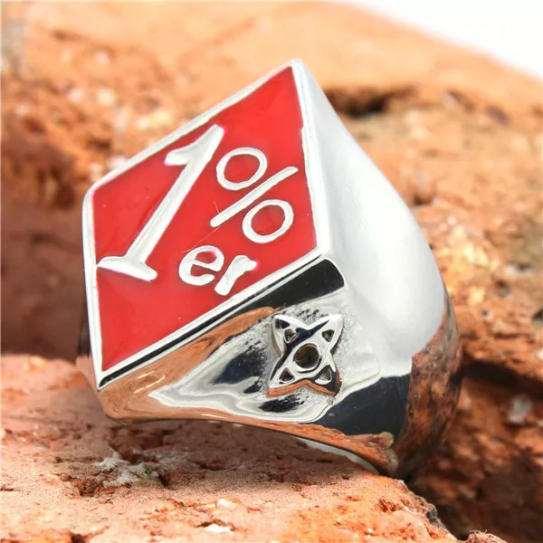 316L Stainless Steel with Red tone 1% Biker ring 1%er Sizes US 8-14