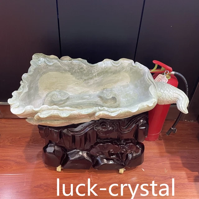 134LB Natural jade Quartz Hand Carved Crystal Fish Tank Reiki Healing .w33