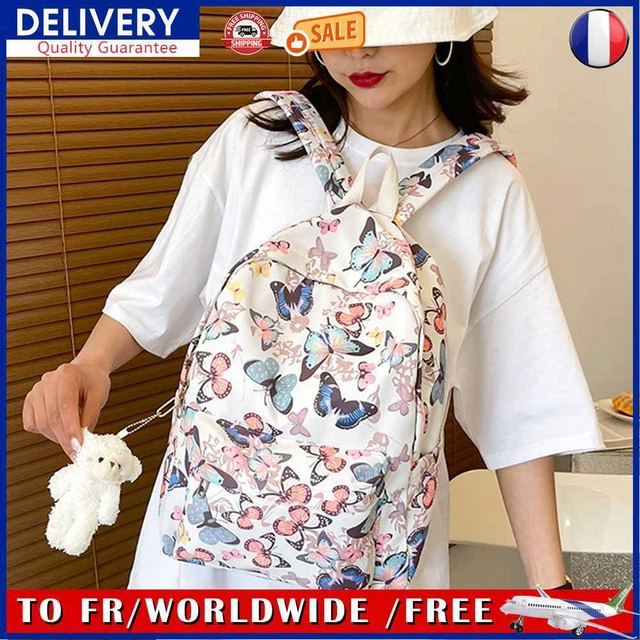Fashion Backpack Butterfly Print Oxford Student Rucksack for Travel (Multicolore