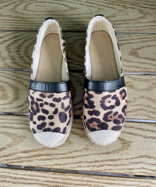 Kenneth Cole Reaction Espa Zee Size 6.5 M Leopard Black Espadrilles Flats 3