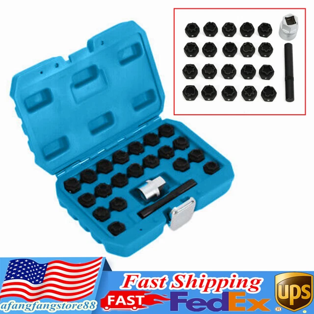 22PCS Wheel Locking Key Kit Wheel Rim Lug Nut Removal Tool Lock Key Set For Audi