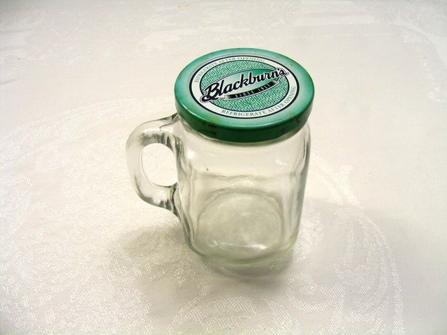 Vintage Blackburns Glass Jelly Jam Jar Metal Lid 13-f
