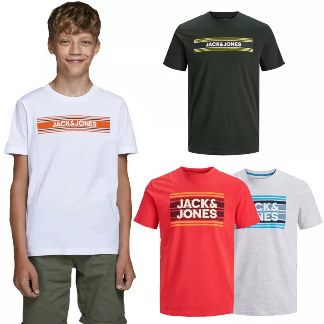 Jack Jones Junior Boys Kids Jr  Logo-Print T-Shirts Cotton Tee Top Age 10 - 16