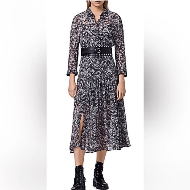 ROBE FLORALE MIDI blanche neuve avec tiquettes All Saints Eley