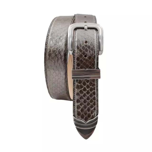 Cintura Unisex in Pitone metal 4 cm foderato in puro cuoio nabuk, accorciabile