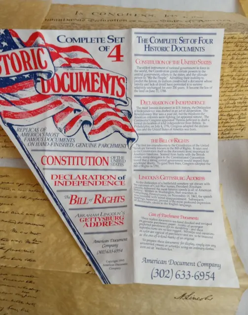 Complete set of 4 Historic Documents from American Document Company 1995