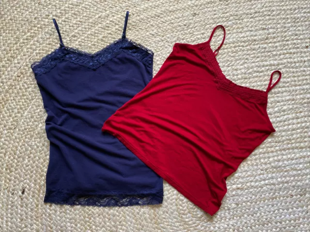 womens sz.L blue and red lace cami lot