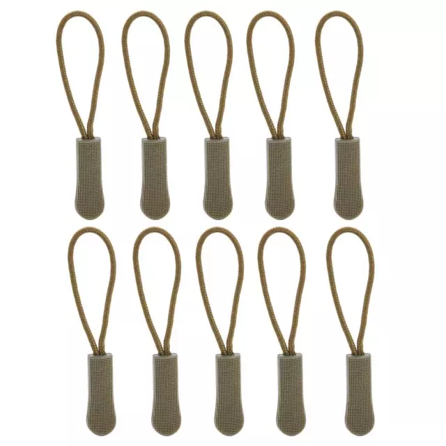 10pcs/pack Zipper Puller Anti Slip End Fit Rope Tag Zip Cord (Army Green) 2