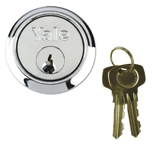 GENUINE YALE RIM CYLINDER LOCK Front Door Lock 2 Keys  Chrome Night Latch