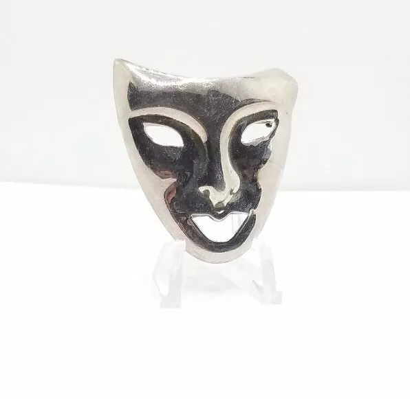 XL Sterling Silver Mask Brooch Pendant Pin Phantom of the Opera Venice Theater