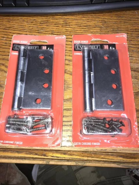 Everbilt 4" Satin Chrome Commercial Grade Door Hinge 1002 316 498 Lot Of 2 H2