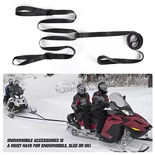 Snowmobile Tow Strap with Two Hooks Reinforced Straps for Snowmobiles Sleds ATVs