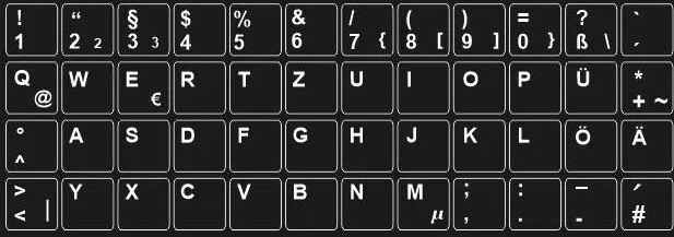 Tastaturaufkleber Deutsch (QWERTZ) für PC- oder Notebook Tastatur 14x14 mm