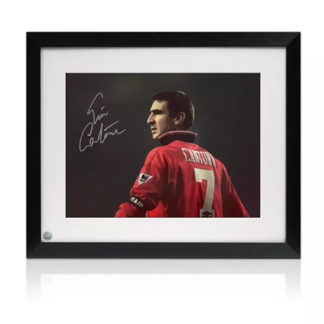 Foto von Manchester United, signiert von Eric Cantona. Gerahmt