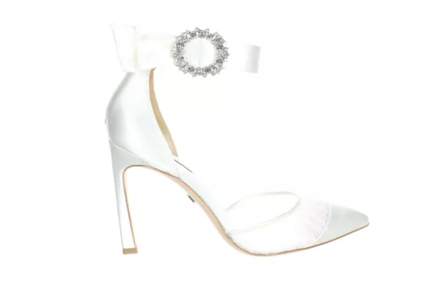 Badgley Mischka Womens Mariel White Ankle Strap Heels Size 7 (7225523)