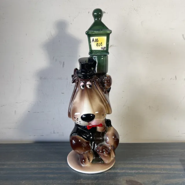 Vintage How Dry I Am ceramic droopy dog liquor decanter lamp post No Music
