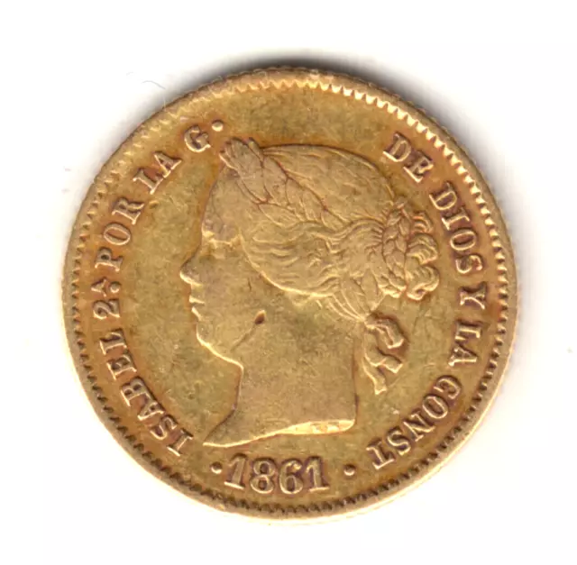 FILIPINAS 2 pesos oro 1861 Manila - Reina de España Isabel II