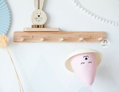 Wall Coat Rack With Shelf, Wooden Peg Rail for Nursery, Kids Hanger, Montessori