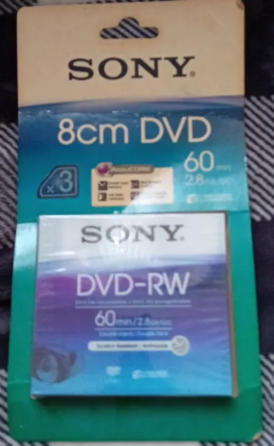 Sony Mini DVD-RW 60min 2.8GB 8cm Doble Cara/Doble Cara Nuevo x 3 (G)