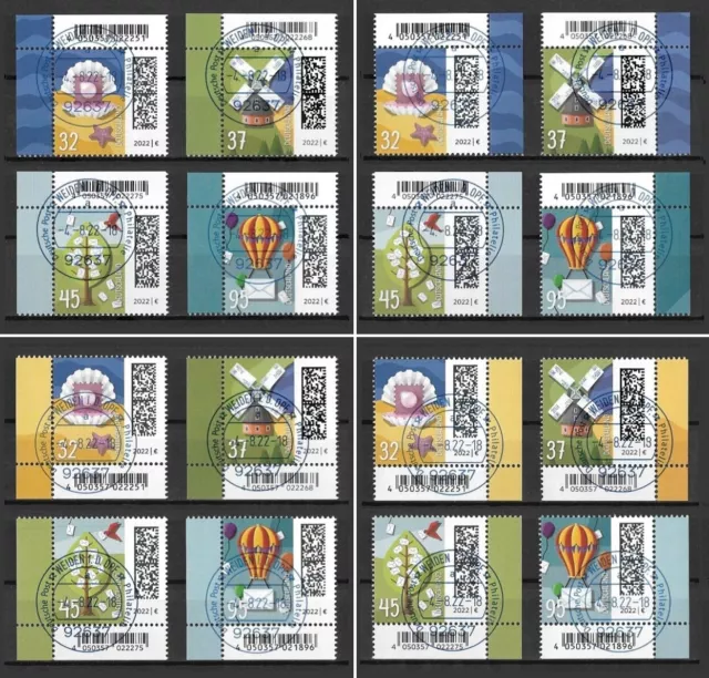 Bund Mi.Nr. 3702-3705 (2022) gestempelt Weiden/Welt der Briefe (VIII) (Auswahl)