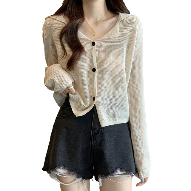 BEQUEME MODISCHE DAILY Tops Cardigan Top Damen Freizeit Hohl Langarm