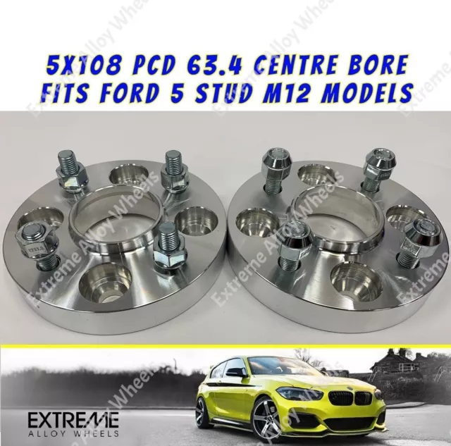 Fits Ford C Max Focus Mondeo 20mm Alloy Wheel Spacers Hub Centric 5x108 63.4 x 2