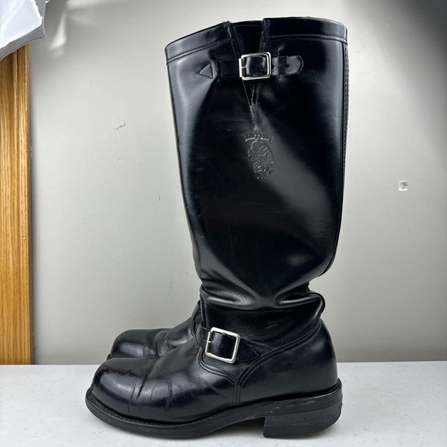 CHIPPEWA STEEL TOE Black Motorcycle Engineer Boots 17