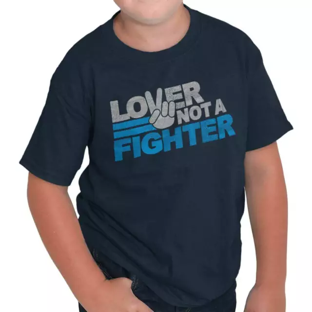 Lover Not Fighter Peace Social Justice Gift Youth Crewneck T Shirts Boy or Girl