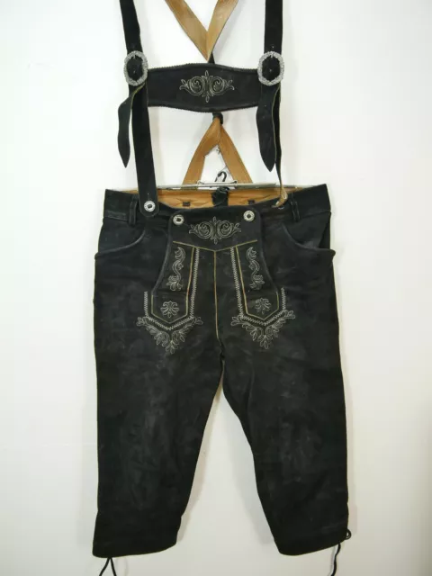 Distler Wildbock Oktoberfest Stickerei Träger Lederhose in schwarz Gr.102 / 50
