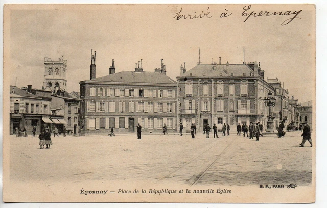 EPERNAY - Marne - CPA 51 - Place de la République & nouvelle église construction