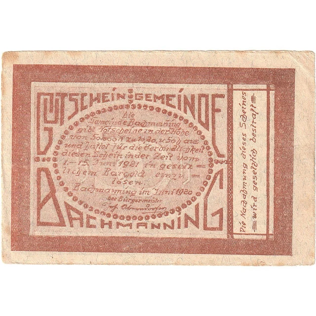 [#287965] Austria, Bachmanning, 50 Heller, Eglise 1921-06-15, AU, Mehl:FS 72, Ia