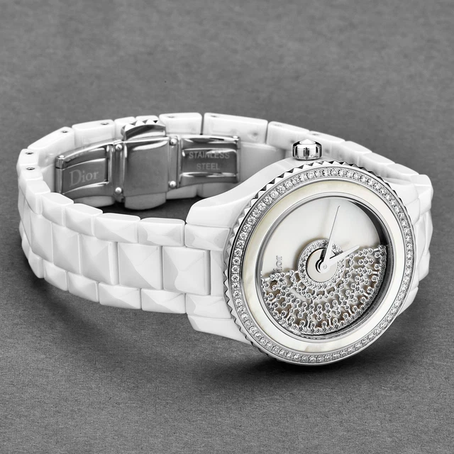 Christian Dior Women CD123BE1C001 White VIII' MOP Dial Diamond Set Ceramic Watch 2