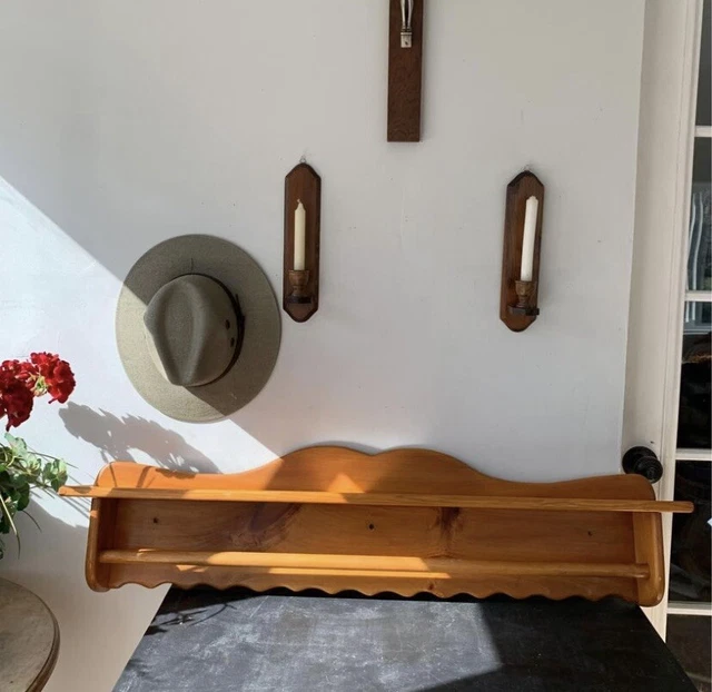 SOLID WOOD WALL Shelf With dowel Rod. Long Wood Shelf. Farm style Shelf