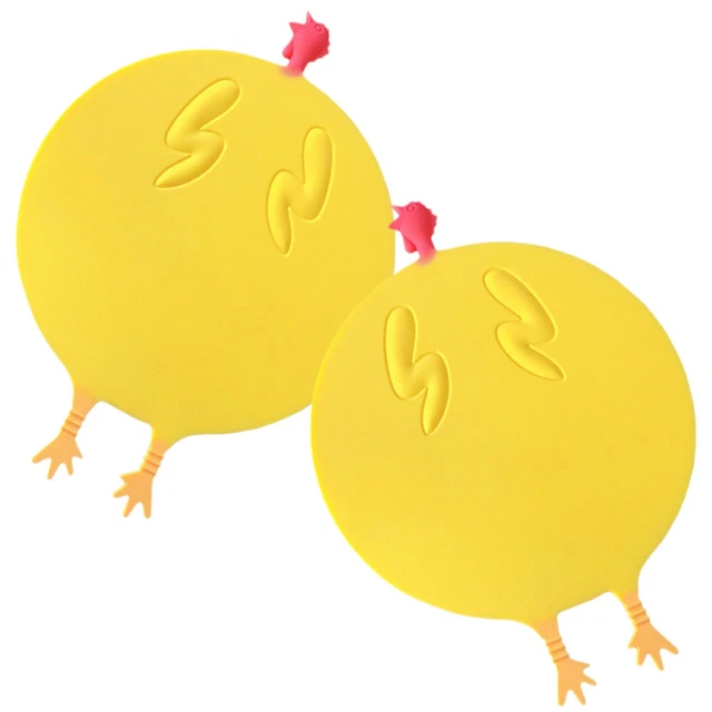 2 piezas Silicio Dibujos Animados Pollo Cup Pad Práctico Platillos Anti-Calenta para